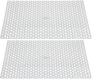 Whitefurze Gootsteenmat/spoelbakmat - 2x - wit - kunststof - 35 x 35 cm - anti-slip/afdruipmat