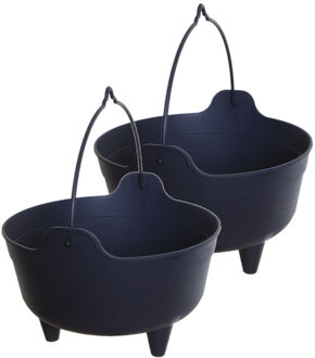 Whitefurze Heksenketel/kookpot - 2x - zwart - 9 liter - kunststof - D37 x 25 cm - Halloween feestversiering
