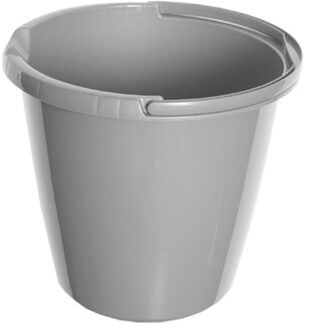 Whitefurze Huishoud/schoonmaak Emmer - 10 liter - Kunststof - Grijs - 29 x 29 x 27 cm