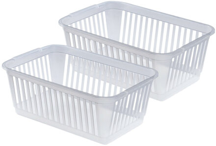 Whitefurze Opbergmand/kastmandjes - 2x - Kunststof - Transparant - 30 x 19 x 11 cm