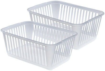 Whitefurze Opbergmand/kastmandjes - 2x - Kunststof - Transparant - 37 x 25 x 15 cm
