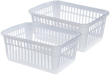 Whitefurze Opbergmand/kastmandjes - 2x - Kunststof - Transparant - 45 x 31 x 18 cm