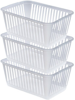 Whitefurze Opbergmand/kastmandjes - 3x - Kunststof - Transparant - 37 x 25 x 15 cm