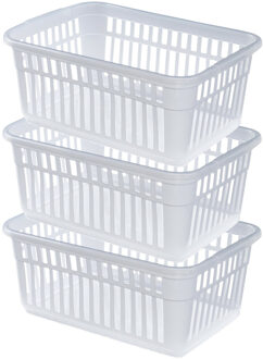 Whitefurze Opbergmand/kastmandjes - 3x - Kunststof - Transparant - 45 x 31 x 18 cm