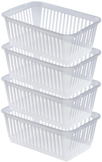 Whitefurze Opbergmand/kastmandjes - 4x - Kunststof - Transparant - 30 x 19 x 11 cm