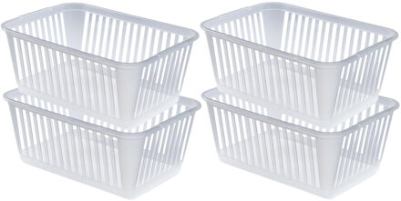 Whitefurze Opbergmand/kastmandjes - 4x - Kunststof - Transparant - 37 x 25 x 15 cm