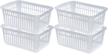 Whitefurze Opbergmand/kastmandjes - 4x - Kunststof - Transparant - 45 x 31 x 18 cm