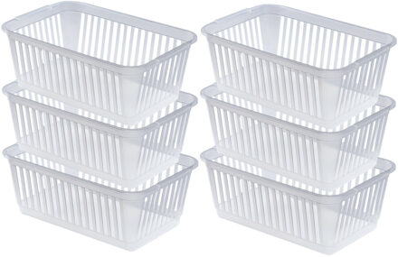 Whitefurze Opbergmand/kastmandjes - 6x - Kunststof - Transparant - 30 x 19 x 11 cm