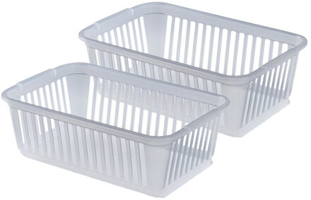 Whitefurze Opbergmandje - 2x - kastmandje - Kunststof - Transparant - 25 x 16 x 8 cm