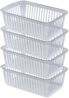 Whitefurze Opbergmandje - 4x - kastmandje - Kunststof - Transparant - 25 x 16 x 8 cm