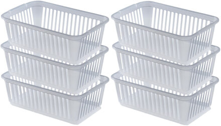 Whitefurze Opbergmandje - 6x - kastmandje - Kunststof - Transparant - 25 x 16 x 8 cm