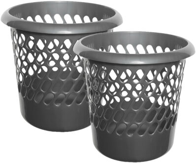 Whitefurze Papierbakken/prullenbakken - 2x stuks - 25 liter - Grijs