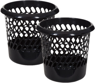 Whitefurze Papierbakken/prullenbakken - 2x stuks - 25 liter - zwart