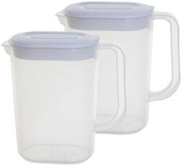 Whitefurze Schenkkan/waterkan - 2x - transparant - 1500 ML - kunststof - 19 x 9 x 20 cm
