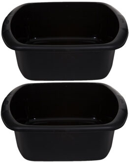 Whitefurze Set van 2x afwasteil/afwasbak - 7 liter - zwart - 32 x 28 x 13 cm