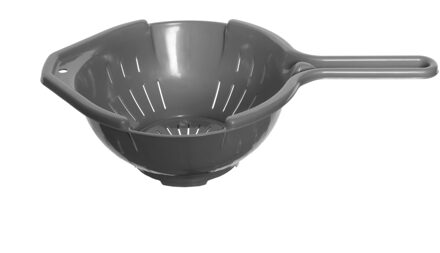 Whitefurze Vergiet/zeef met handvat - kunststof - grijs - 24 x 38 x 11 cm