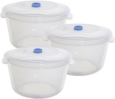 Whitefurze Vershoudbakje/Bewaarbakje - 3x - magnetron/vriezer - transparant - kunststof - 1,22 L