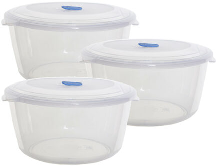 Whitefurze Vershoudbakje/bewaarbakje - 3x - magnetron/vriezer - transparant - kunststof - 3,08 L