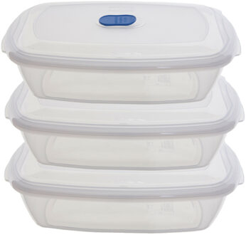 Whitefurze Vershoudbakje/bewaarbakje - 3x - magnetron/vriezer - transparant - kunststof - 400 ML