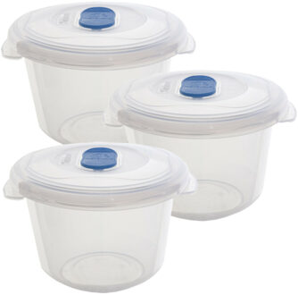 Whitefurze Vershoudbakje/Bewaarbakje - 3x - magnetron/vriezer - transparant - kunststof - 500 ml