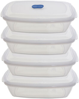 Whitefurze Vershoudbakje/bewaarbakje - 4x - magnetron/vriezer - transparant - kunststof - 2,33 L