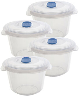 Whitefurze Vershoudbakje/Bewaarbakje - 4x - magnetron/vriezer - transparant - kunststof - 500 ml
