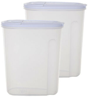 Whitefurze Voedselcontainer strooibus - 2x - transparant - 3 liter - kunststof - 20 x 10 x 24 cm - Voorraadpot