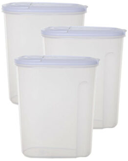 Whitefurze Voedselcontainer strooibus - 3x - transparant - 3 liter - kunststof - 20 x 10 x 24 cm - Voorraadpot