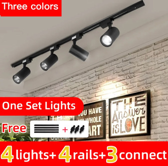 Whole Set Led Track Light 12/20/30/40W COB Track Lights Aluminum Rails Track lighting Fixture For Clothing Shop Living Room Home