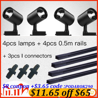 Whole Set Led Track light Lamps 12/20/30/40W Track Lighting System Led Track Rail Spot Light for Clothing Store 1M 0.5M Rail