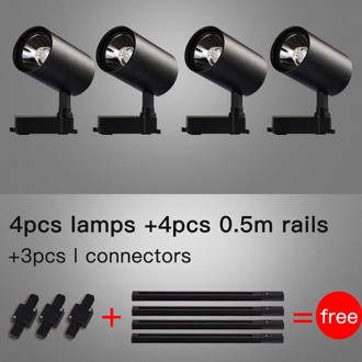 Whole Set Led Track Lights 12/20/30/40W COB Track Lamps for Clothing Store Rail Aluminum Track Lighting Fixture for Shop Home