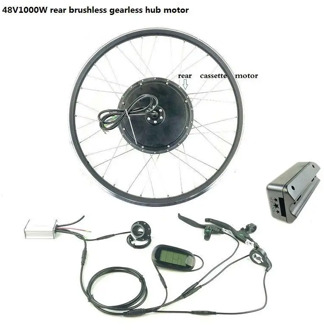 Whole Waterproof Cable Ebike electric conversion kit 48V1000W Rear cassette motor wheel with KT LCD6 display
