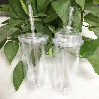 Wholesale 20oz Acrylic Tumbler with Dome Lid Straw Double Wall Clear Plastic Bottle Travel Tumbler Reusable Cup Graduation Gifts