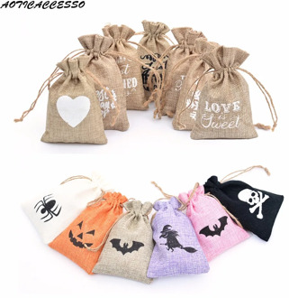 wholesale Small Wedding Favors Sack Hessian Burlap jute Drawstring Bag for Candy Jewelry Coffee Bean Jute Gift Bag Xmas Decor