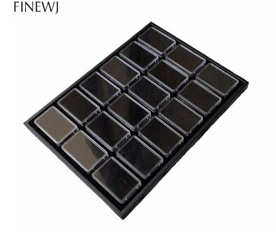 Wholesle 18 Stks/partij 5.7X3.7Cm Losse Diamant Display Box Plastic Edelsteen Opbergdoos Gem Verpakking Voor Gems display Lade Case zwart met tray