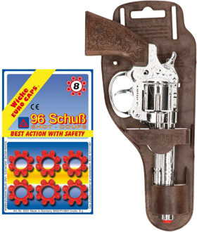 Wicke Euro Caps Cowboy speelgoed revolver/pistool - metaal - 8 schots plaffertjes - 96 shots in de set