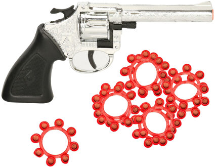 Wicke Euro Caps Speelgoed Revolver/Pistool met plaffertjes voor een cowboy - metaal - 192 shots - verkleed spullen
