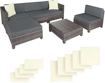 Wicker loungeset met aluminium frame en 10cm kussens Grijs