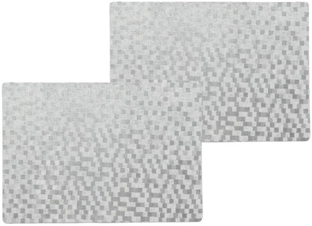 Wicotex 12x stuks stevige luxe Tafel placemats Stones zilver 30 x 43 cm