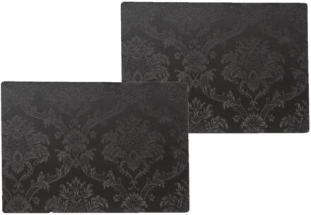 Wicotex 4x stuks stevige luxe Tafel placemats Amatista zwart 30 x 43 cm - Placemats