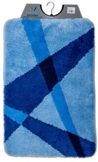 Wicotex Badmat Blauw Gestreept - Antislip Onderkant - Afmeting 60x90cm