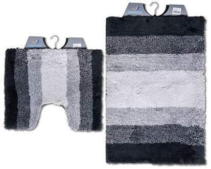Wicotex-Badmat set met Toiletmat-WC mat-met uitsparing regenboog zwart-Antislip onderkant