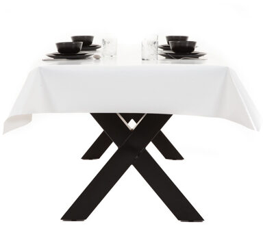 Wicotex Buiten tafelkleed/tafelzeil wit 140 x 180 cm rechthoekig