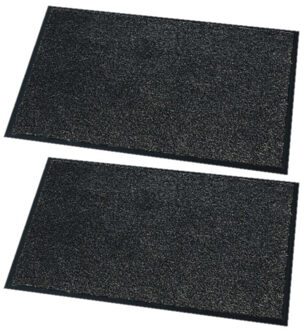 Wicotex Deurmat - 2x stuks - droogloopmat - antraciet grijs - 60 x 80 cm - Inloopmat - binnen