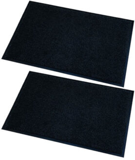 Wicotex deurmat/droogloopmat memphis - 2x - zwart - 60 x 80 cm - anti-slip - voor binnen en buiten