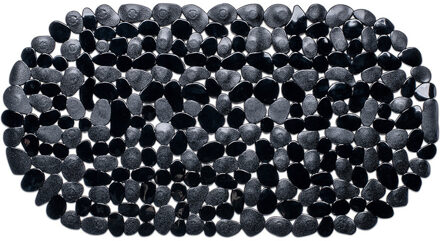 Wicotex Douchemat - ovaal - zwart - steentjes - 68 x 35 cm
