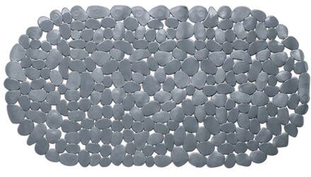 Wicotex Grijze anti-slip badmat 68 x 35 cm ovaal - Badmatjes Grijs