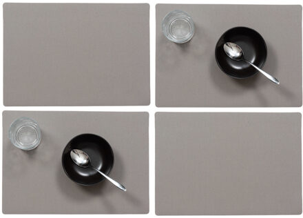 Wicotex luxe Placemats Plain - Set van 4x stuks - taupe - 43 x 30 cm - Met anti slip laag - Teflon c