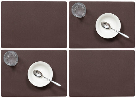 Wicotex luxe Placemats Plain - Set van 6x stuks - bruin - 43 x 30 cm - Met anti slip laag - Teflon c