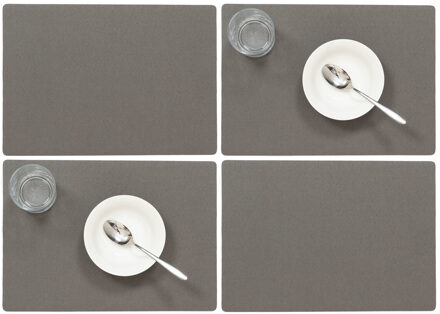 Wicotex luxe Placemats Plain - Set van 8x stuks - donkergrijs - 43 x 30 cm - Met anti slip laag - Te